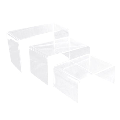 Large Clear Acrylic 3 Piece Display Shelves Riser Set