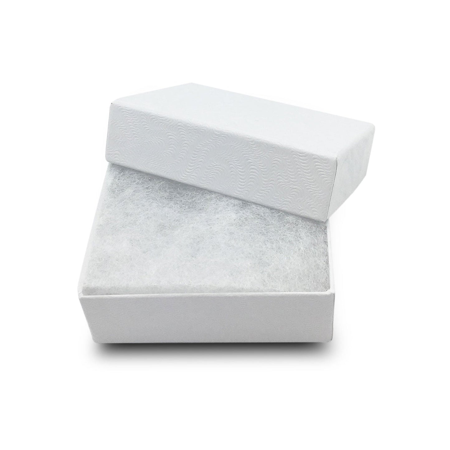 #11 - 2 1/8" x 1 5/8" x 3/4" White Swirl Cotton Filled Paper Box