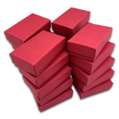 #21 - 2 5/8" x 1 5/8" x 1" Matte Red Cotton Filled Paper Box