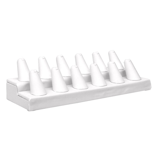 White Leatherette12 Finger Jewelry Ring Display Stand
