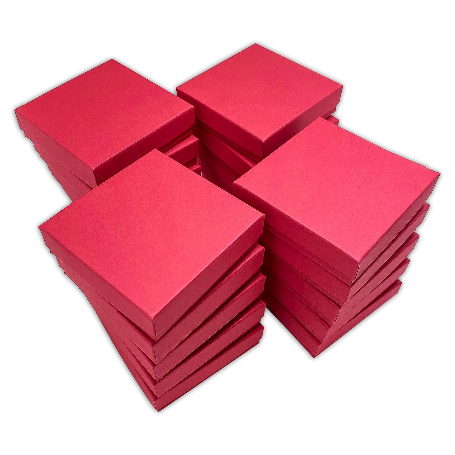 #33 - 3 1/2" x 3 1/2" x 1" Matte Red Cotton Filled Box