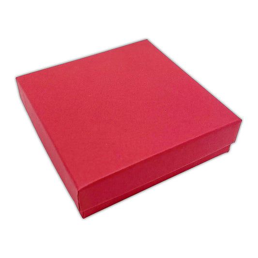 #33 - 3 1/2" x 3 1/2" x 1" Matte Red Cotton Filled Box