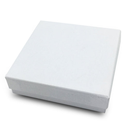 #33 - 3 1/2" x 3 1/2" x 1" White Swirl Cotton Filled Paper Box