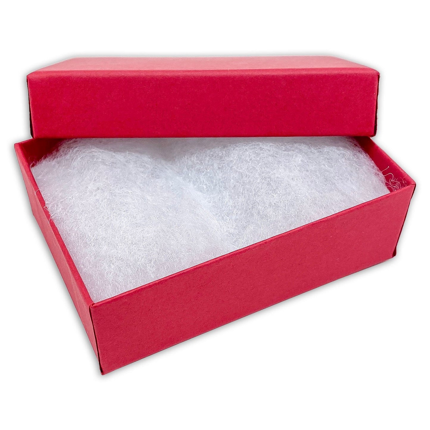 #32 - 3 1/4" x 2 1/4" x 1" Matte Red Cotton Filled Paper Box