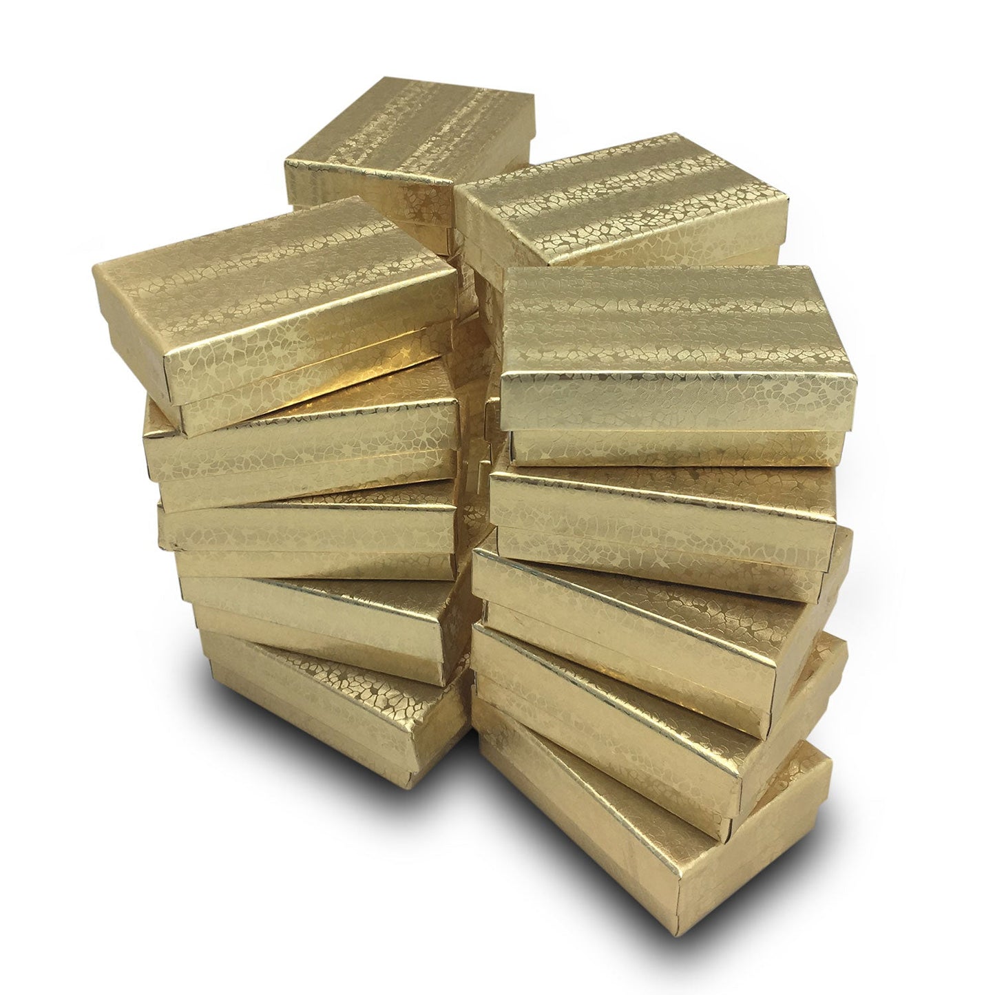#G32 - 3 1/4"W x 2 1/4"D x 1H Gold Foil Cotton Filled Box