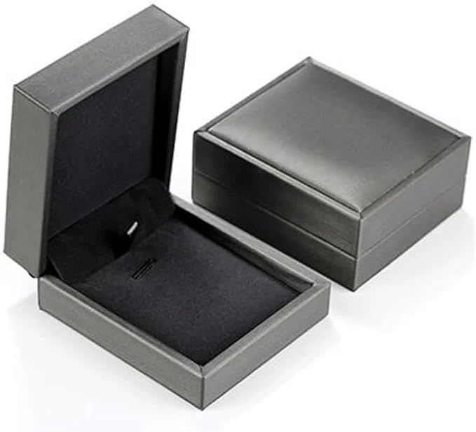 Luxury PU Leather Steel Grey Earring Pendant, Necklace Gift Box