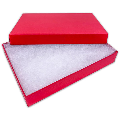 #53 - 5 7/16" x 3 15/16" x 1" Matte Red Cotton Filled Paper Box