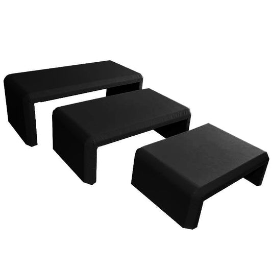 Black Leatherette 3 Piece Display Shelf Riser Set