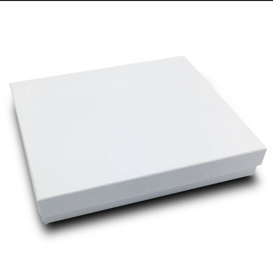 #65 - 6 1/8" x 5 1/8" x 1 1/8" White Swirl Cotton Filled Jewelry Boxes