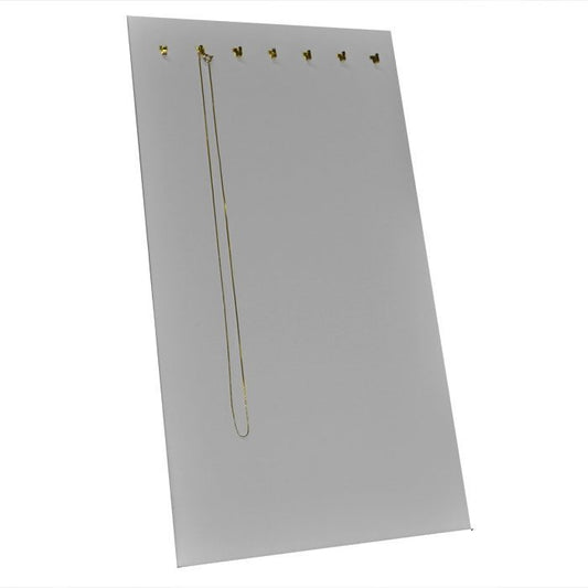 White Leatherette 7 Hook Jewelry Chain or Necklace Board