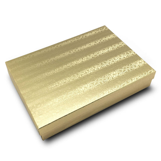 #G75 - 7 1/8" x 5 1/8" x 1 1/8"H Gold Foil Cotton Filled Box
