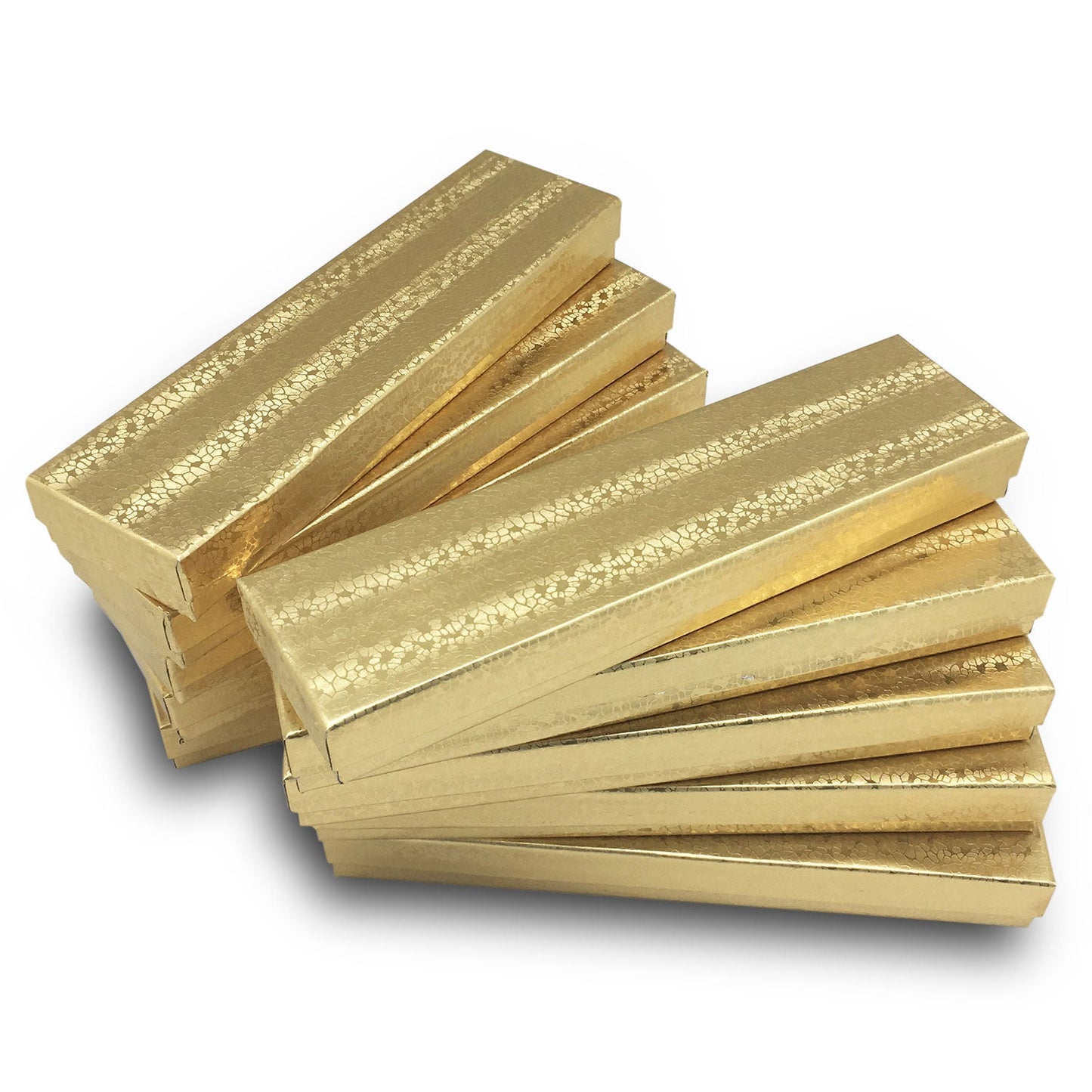 #G82 - 8" x 2" x 1"H Gold Foil Cotton Filled Box