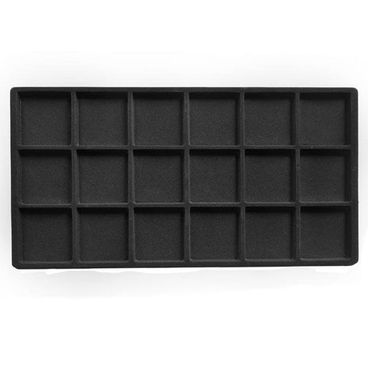Full Size Black Flocked 18 Compartment Jewelry Bracelet Tray Liner Insert