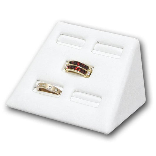 White Leatherette 5 Slot Jewelry Ring Display