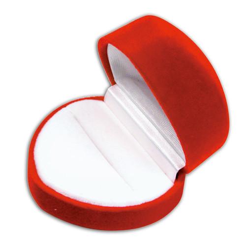 Large Red Heart Shaped Velour Ring Boxes