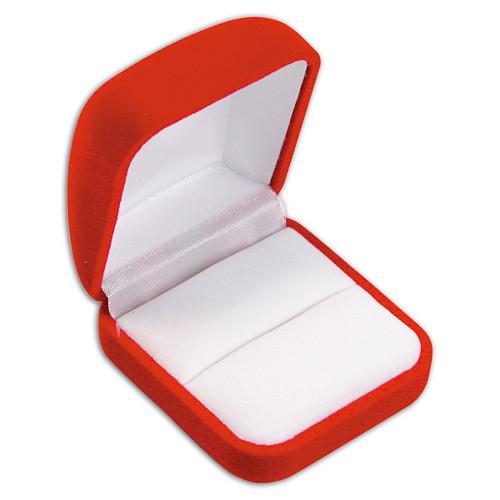 Large Red Square Flocked Velvet Ring Box- Sold by Dozen (12 pcs)
