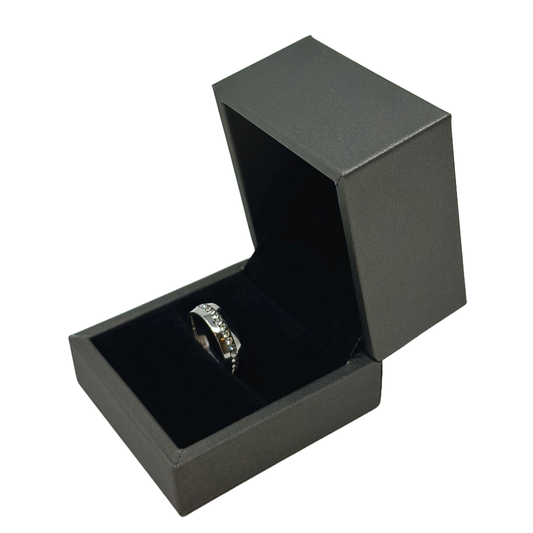 Luxury PU Leather Steel Grey Ring Gift Box