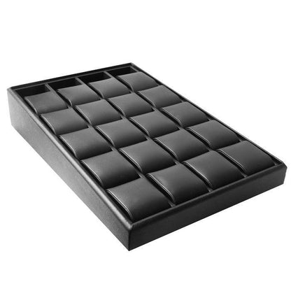 Steel Grey Leatherette Jewelry Watch Display Tray