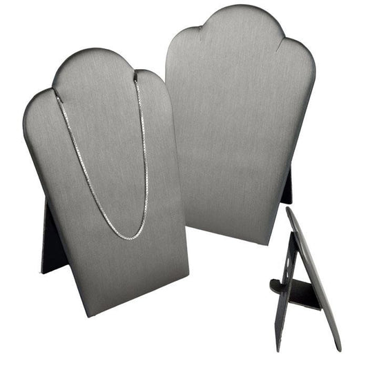 Steel Grey Leatherette Jewelry Necklace Easel, 5-1/4" Tall