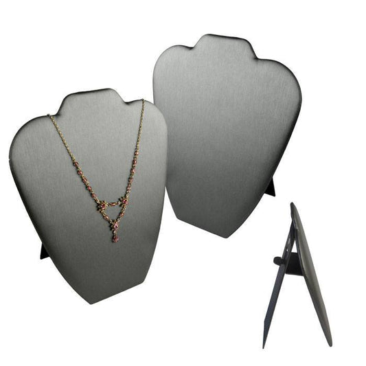 Steel Grey Leatherette Jewelry Necklace Display Easel, 8-5/8" Tall