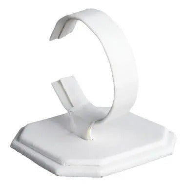 White Leatherette Watch Display Stand