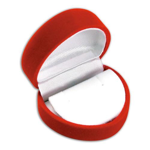 Small Red Heart Shaped Flocked Velour Earring Gift Box